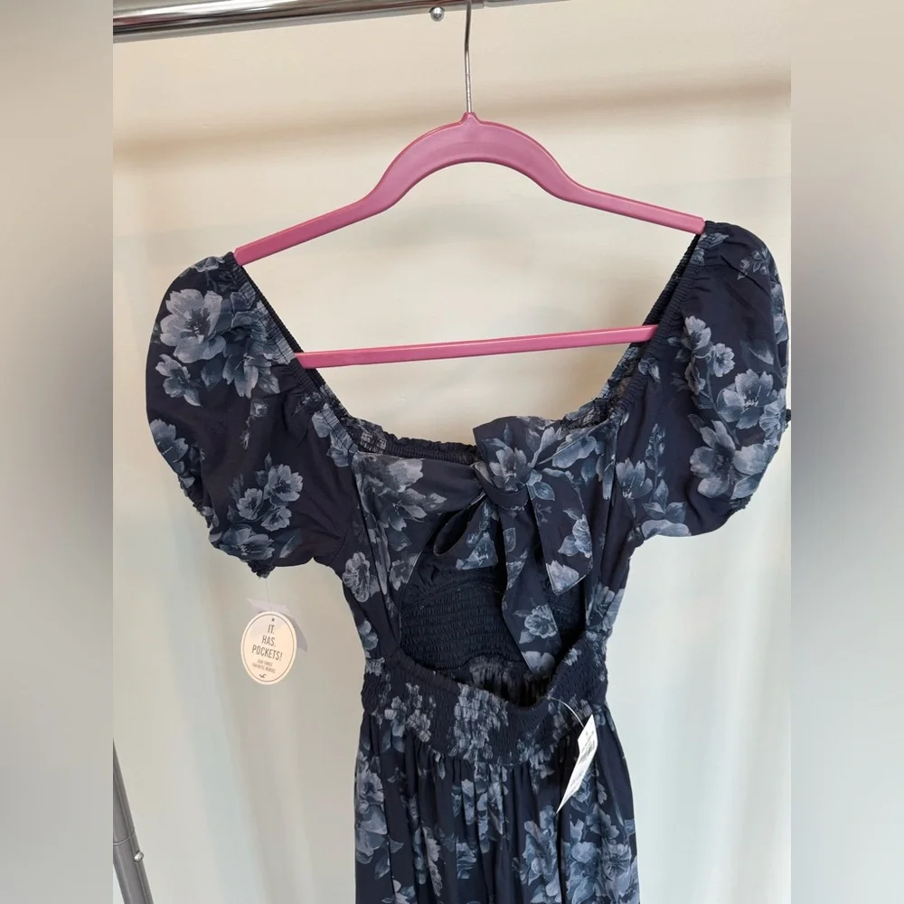 Hollister Saidie Short-Sleeve Tie-Back Midi CottageCore Dress Size Small Petite - Picture 9 of 9